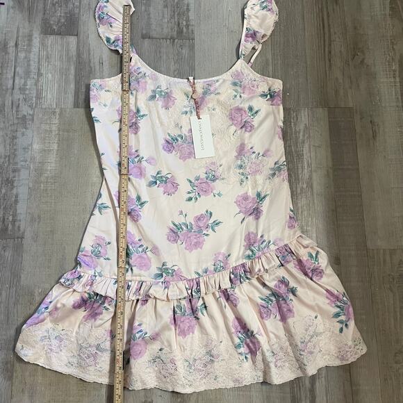 NWT LoveShackFancy Divina Floral Print Mini Dress size 12 in Mauve Rose - Picture 5 of 16